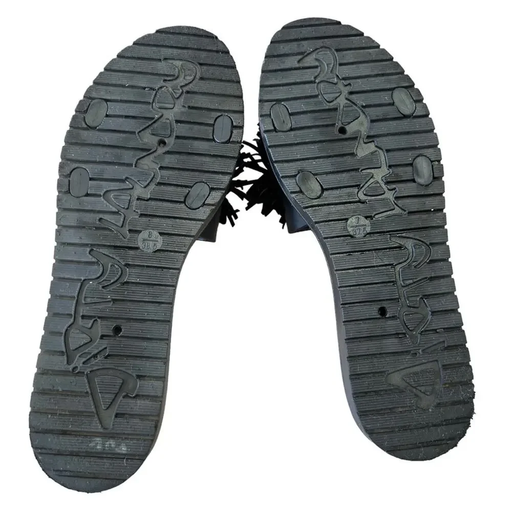 Dirty Laundry *MISMATCHED PAIR*Left 7 Right 8 Black Sandals slide on pompom top - Picture 13 of 16